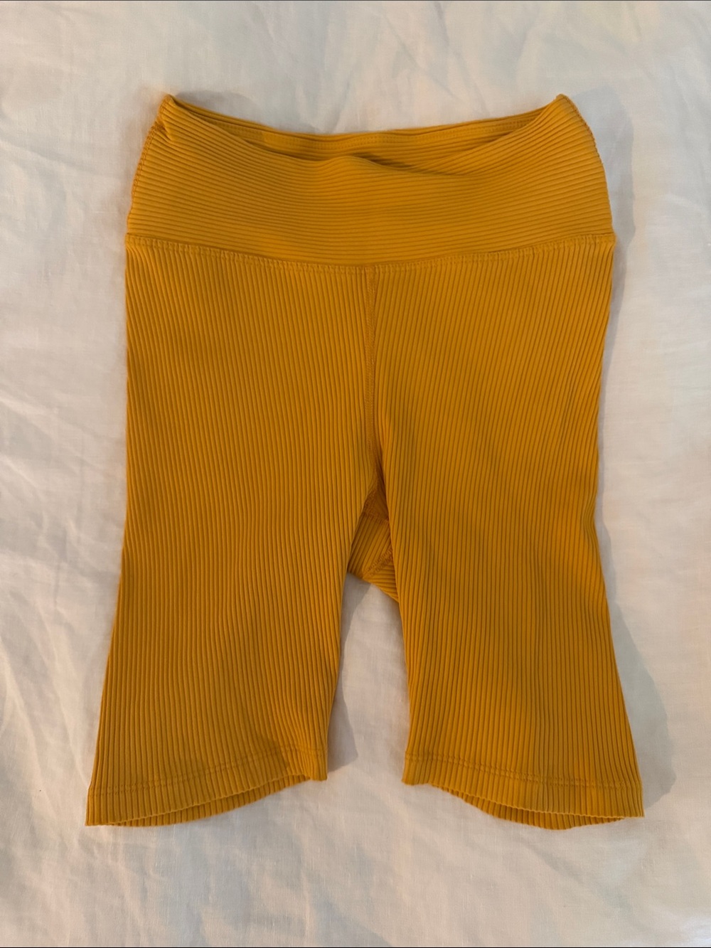 Bandier x Year of Ours Mustard Ribbed Biker Shorts